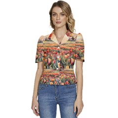 Puffed Short Sleeve Button Up Jacket 