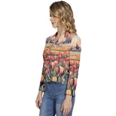 Women s Long Sleeve Revers Collar Cropped Jacket 