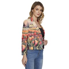 Women s Long Sleeve Revers Collar Cropped Jacket 