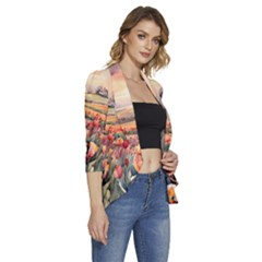 Women s 3/4 Sleeve Ruffle Edge Open Front Jacket 