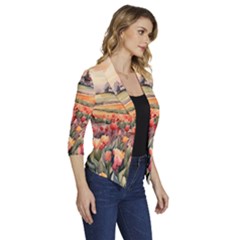 Women s Draped Front 3/4 Sleeve Shawl Collar Jacket 