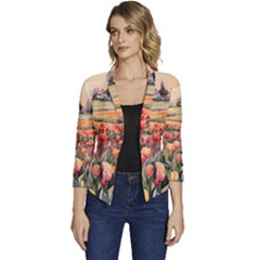 Women s Casual 3/4 Sleeve Spring Jacket 