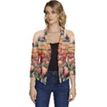 Tulips Field Tree Women s Casual 3/4 Sleeve Spring Jacket