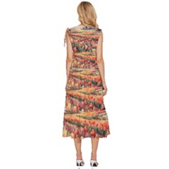 V-Neck Drawstring Shoulder Sleeveless Maxi Dress 
