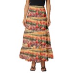 Tulips Field Tree Tiered Ruffle Maxi Skirt