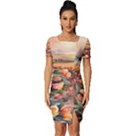 Tulips Field Tree Fitted Knot Split End Bodycon Dress