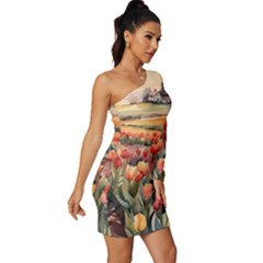 Long Sleeve One Shoulder Mini Dress 