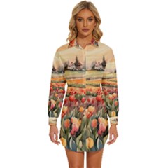 Womens Long Sleeve Shirt Dress 