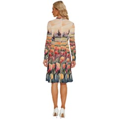 Long Sleeve Shirt Collar A-Line Dress 