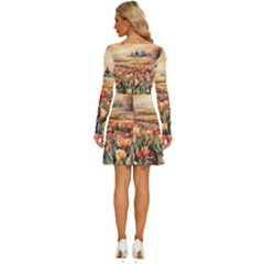 Long Sleeve Wide Neck Velvet Dress 