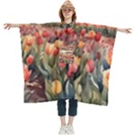 Tulips Field Tree Women s Hooded Rain Ponchos