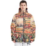Tulips Field Tree Men s Multi Pockets Zip Ski and Snowboard Waterproof Breathable Jacket