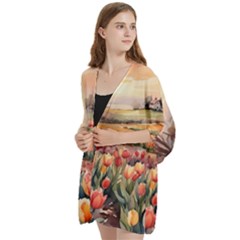 Open Front 3/4 Sleeve Batwing Chiffon Cardigan Kimono 