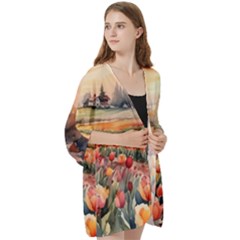 Open Front 3/4 Sleeve Batwing Chiffon Cardigan Kimono 