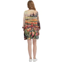 Open Front 3/4 Sleeve Batwing Chiffon Cardigan Kimono 