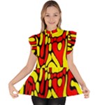 RBY 127 Ruffle Collar Short Sleeve Chiffon Top