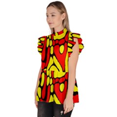 Ruffle Collar Short Sleeve Chiffon Top 
