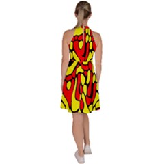 Sleeveless Halter Neck A-Line Dress 