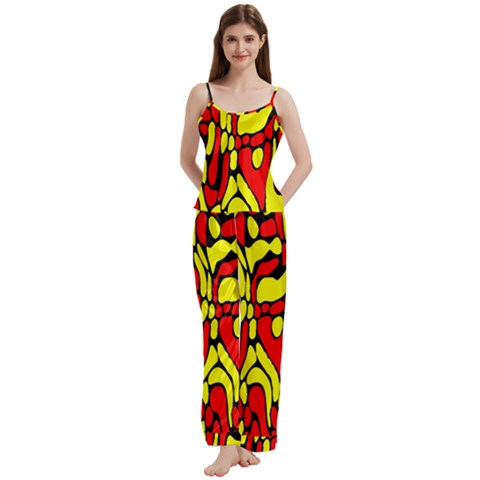 RBY 127 Spaghetti Top Long Pants Satin Pajamas Set from ArtsNow.com