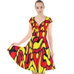 RBY 127 Cap Sleeve Front Wrap Midi Dress