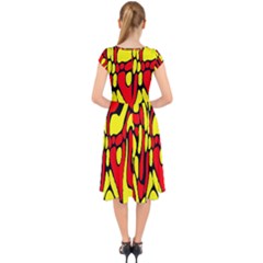 Cap Sleeve Front Wrap Midi Dress 