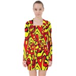 RBY 127 V-neck Bodycon Long Sleeve Dress