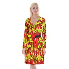 Long Sleeve Velvet Front Wrap Dress 