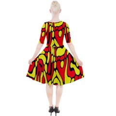 Quarter Sleeve A-Line Dress With Pockets 