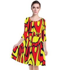 Quarter Sleeve Waist Band Dress 