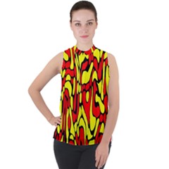 Mock Neck Chiffon Sleeveless Top 