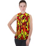 RBY 127 Mock Neck Chiffon Sleeveless Top
