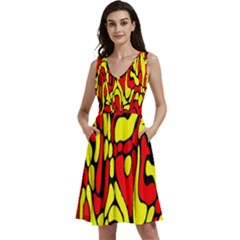 Sleeveless V-Neck Skater Dress with Pockets 