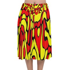 Velvet Flared Midi Skirt 