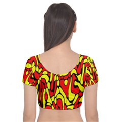 Velvet Short Sleeve Crop Top  