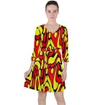 RBY 127 Quarter Sleeve Ruffle Waist Dress