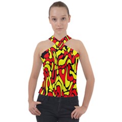 Cross Neck Velour Top 