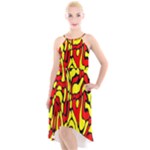 RBY 127 High-Low Halter Chiffon Dress 