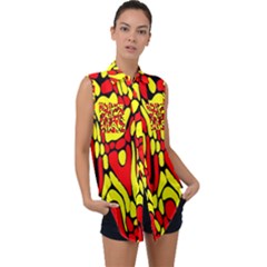 Sleeveless Chiffon Button Shirt 