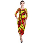 RBY 127 Quarter Sleeve Midi Velour Bodycon Dress