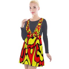 Plunge Pinafore Velour Dress 