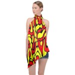 RBY 127 Halter Asymmetric Satin Top