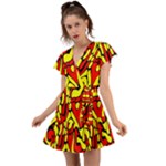 RBY 127 Flutter Sleeve Wrap Dress