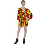 RBY 127 V-Neck Flare Sleeve Mini Dress