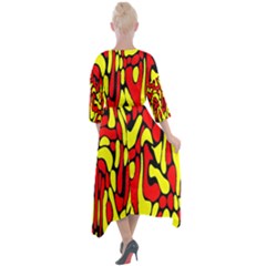 Quarter Sleeve Wrap Front Maxi Dress 