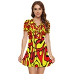 RBY 127 V-Neck High Waist Chiffon Mini Dress
