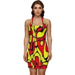 RBY 127 Sleeveless Wide Square Neckline Ruched Bodycon Dress