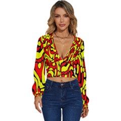 Long Sleeve Deep-V Velour Top 