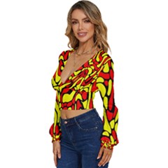 Long Sleeve Deep-V Velour Top 