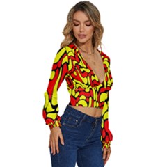 Long Sleeve Deep-V Velour Top 