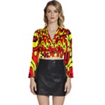 RBY 127 Long Sleeve Tie Back Satin Wrap Top